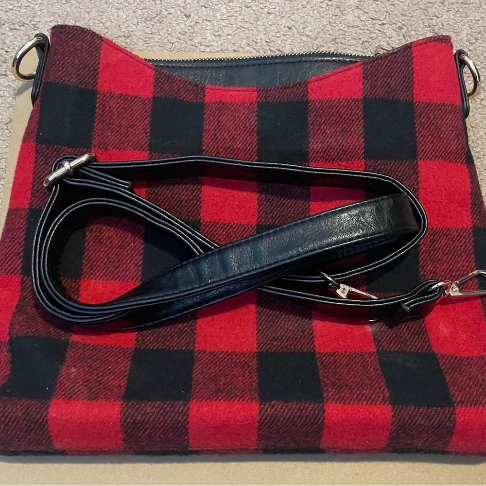 Chic Plaid Red and Black Crossbody Bag